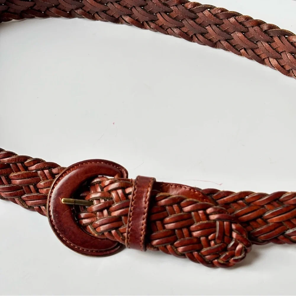 Nordstrom VTG Braided Woven Chestnut Leather Belt Excellent‎ Vintage Condition L